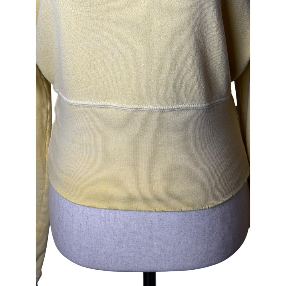 n:PHILANTHROPY Reeves Sweatshirt Women Small Yellow Crop Distressed Streetwear - Picture 6 of 15